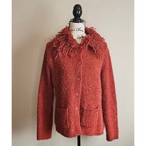 Chalet Wool & Acrylic Shaggy Cardigan, Cinnamon, Sz L